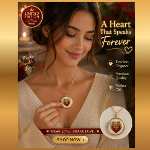 Sparkling Ruby Heart Necklace – Elegant Romantic J