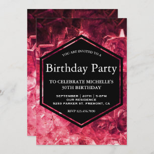 Sparkling Ruby Red Gemstone Birthday Party Invitation