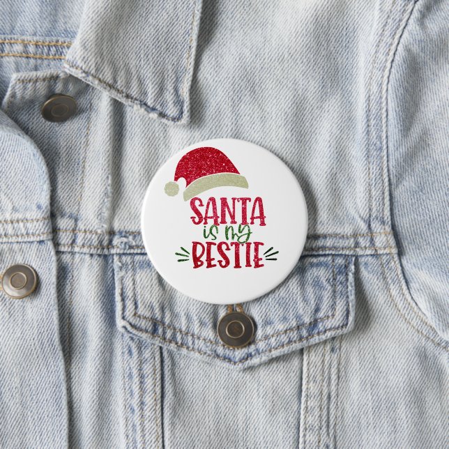 Sparkling Santa Bestie Pin | Funny Christmas Gift (In Situ)
