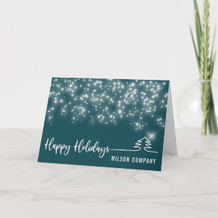 Sparkling script Happy holidays corporate Holida Holiday Card