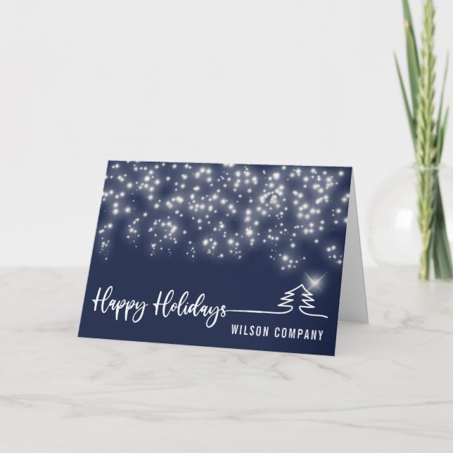 Sparkling script Happy holidays  corporate  Holiday Card (Front)