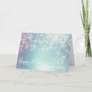 Sparkling script Happy holidays corporate Holiday Card