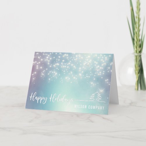 Sparkling script Happy holidays  corporate  Holiday Card