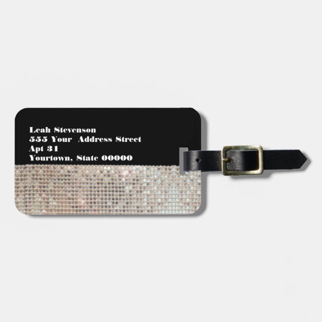 Sparkling Sequins Luggage Tag (Front Horizontal)