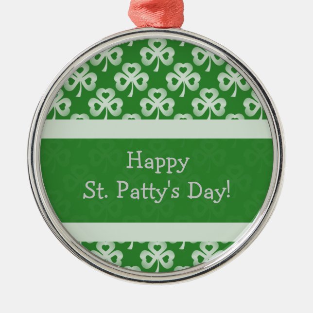 Sparkling Shamrocks Premium Round Ornament (Front)