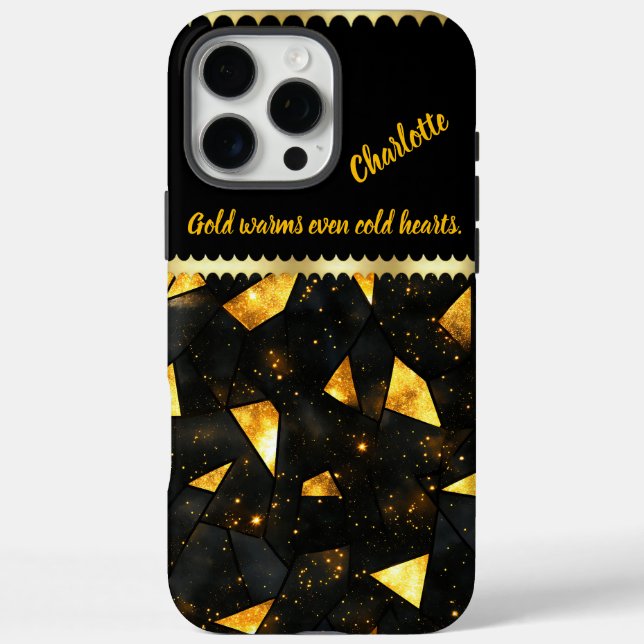 Sparkling shattered gold marble in dark Case-Mate iPhone case (Back)
