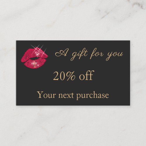 Sparkling Shiny Red Lips & Glitter Icons     Discount Card