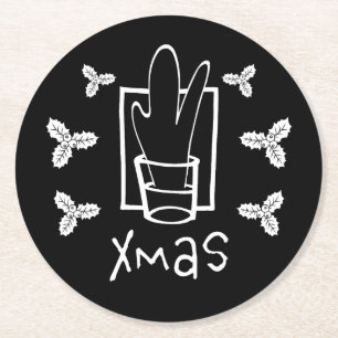 Sparkling Shot Glass for Christmas Round Paper Coaster