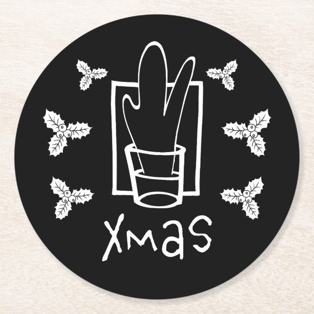 Sparkling Shot Glass for Christmas Round Paper Coaster (Front)