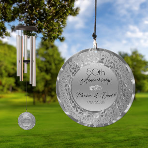 Sparkling Silver 25th Wedding Anniversary Wind Chime