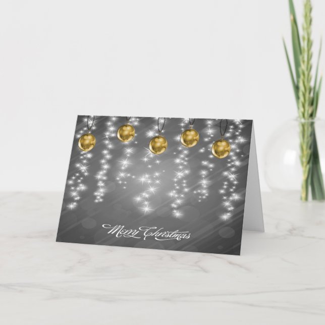 Sparkling Silver and Gold Christmas Holiday Card (Front)