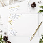 Sparkling Silver and Gold Snowflake Holiday Envelope<br><div class="desc">Festive custom mailing envelope design features sparkling silver and gold snowflakes with custom text on the back flap for your return address. Snowflake border has a textured glitter looking appearance.</div>