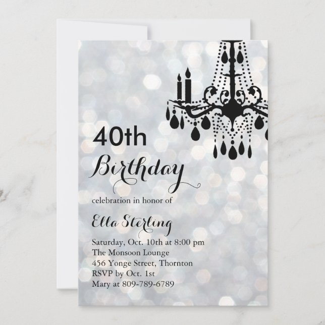 Sparkling Silver Ballroom 40th Birthday Invitation (Front)