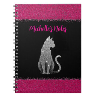Sparkling Silver Cat Notebook
