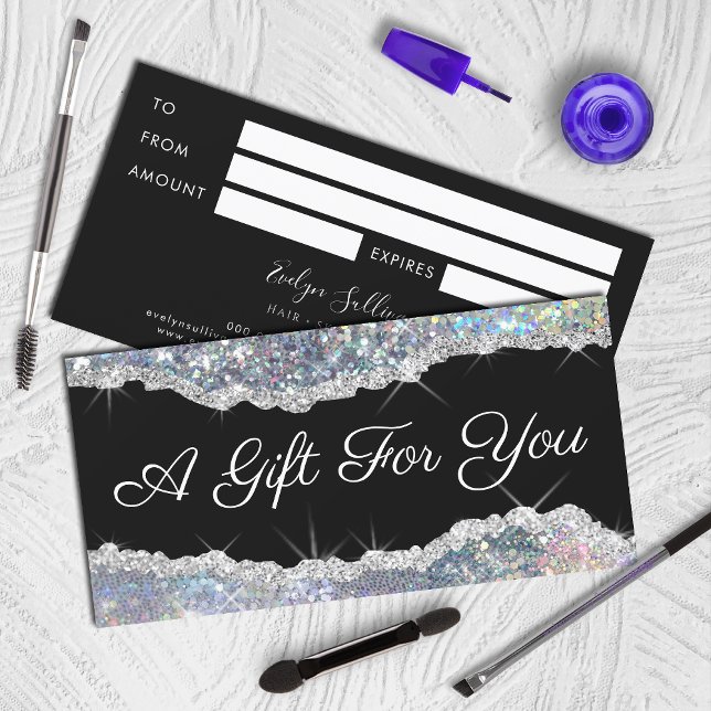 sparkling silver glitter gift certificate (Creator Uploaded)