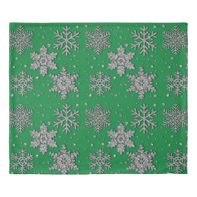 Sparkling silver glitter snowflakes    duvet cover (Front)