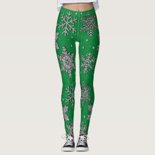 Sparkling silver glitter snowflakes leggings