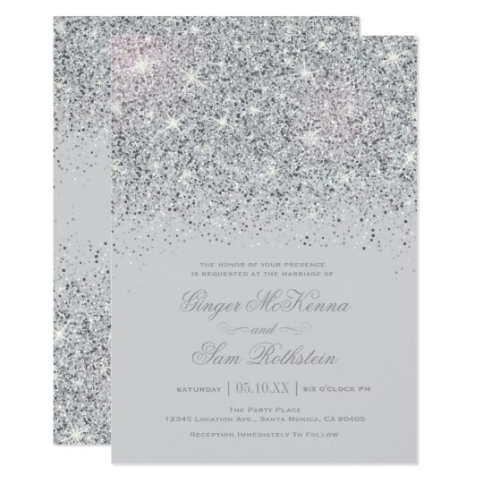 Sparkling Silver Glitter Wedding Invitations