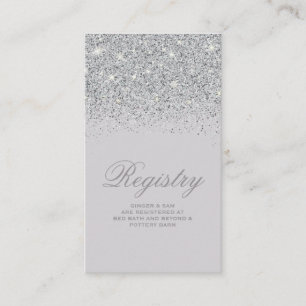Sparkling Silver Glitter Wedding Registry Card