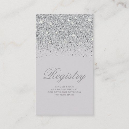 Sparkling Silver Glitter Wedding Registry Card