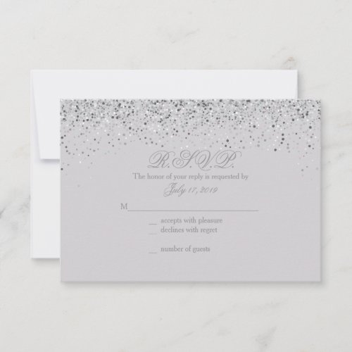 Sparkling Silver Glitter Wedding Response Cards