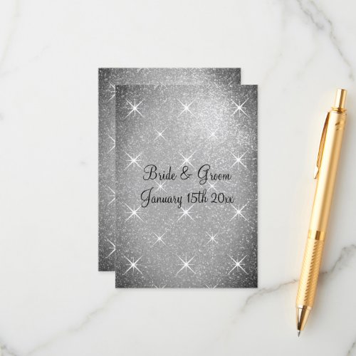 Sparkling silver glittery glamorous wedding enclosure card