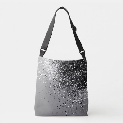 Sparkling Silver Gray Lady Glitter 1 shiny Crossbody Bag