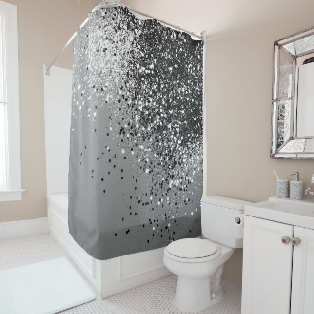 Sparkling Silver Gray Lady Glitter #1 #shiny #deco Shower Curtain (In Situ)