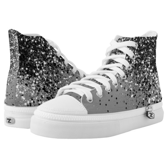 Sparkling Silver Gray Lady Glitter #1 #shiny High-Top Sneakers | Zazzle.com