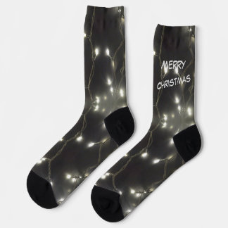 Sparkling Silver Lights Christmas Cust. Crew Socks