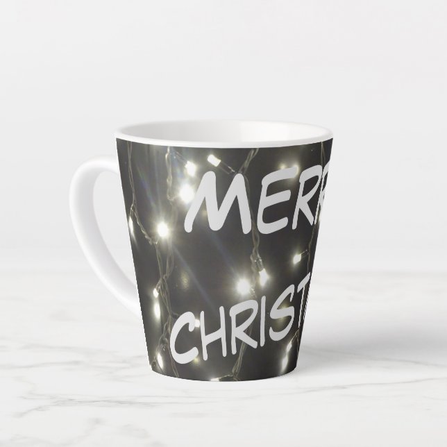 Sparkling Silver Lights Christmas Latte Mug (Left Angle)