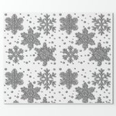 Sparkling silver tinsel snowflakes holiday pattern wrapping paper (Flat)