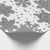 Sparkling silver tinsel snowflakes holiday pattern wrapping paper (Corner)