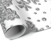 Sparkling silver tinsel snowflakes holiday pattern wrapping paper (Roll Corner)
