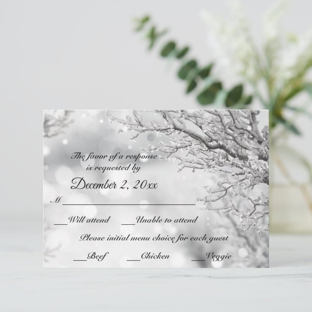 Sparkling Snow and Ice Winter RSVP + Menu (Standing Front)