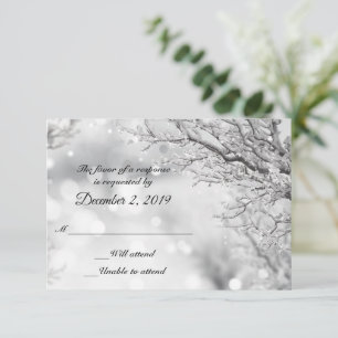 Sparkling Snow and Ice Winter RSVP Response Cards
