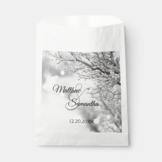 Sparkling Snow and Ice | Winter Wedding Favor Bag (Front)