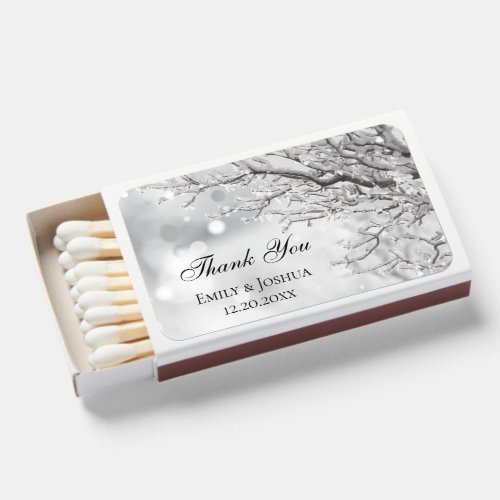 Sparkling Snow and Ice  Winter Wedding Favor Matchboxes