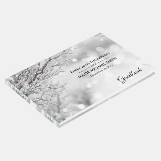 Sparkling Snow and Ice Winter Wedding Guest Book