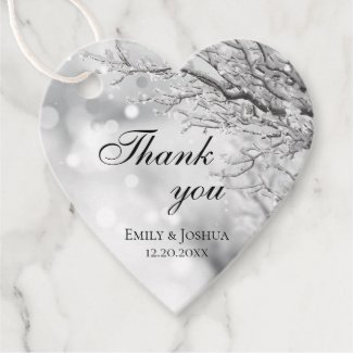 Sparkling Snow and Ice Winter Wedding Thank You Favor Tags