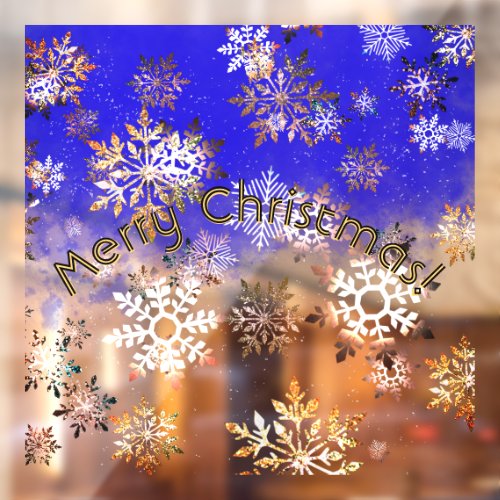 Sparkling snow crystals in the Christmas night Window Cling