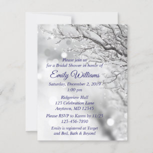 Sparkling Snow & Ice Winter Wedding Bridal Shower Invitation