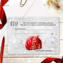 Sparkling Snow Silver Christmas Holiday RSVP Card