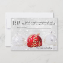 Sparkling Snow Silver Christmas Holiday RSVP Card