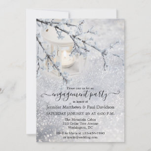 Sparkling Snow Winter Engagement Party Invitation