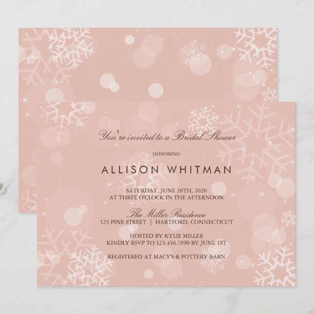 Sparkling Snowflakes Bridal Shower Invitation (Front/Back)