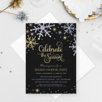 Sparkling Snowflakes Holiday Cocktail Party Invitation
