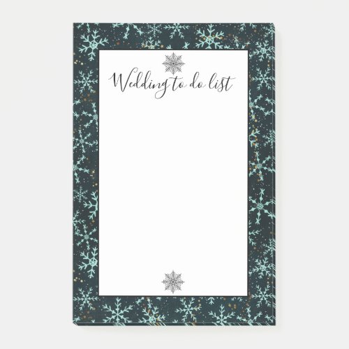 Sparkling Snowflakes White Blue Wedding To Do List Post_it Notes