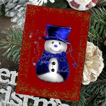 Sparkling Snowman in Blue Velvet Christmas