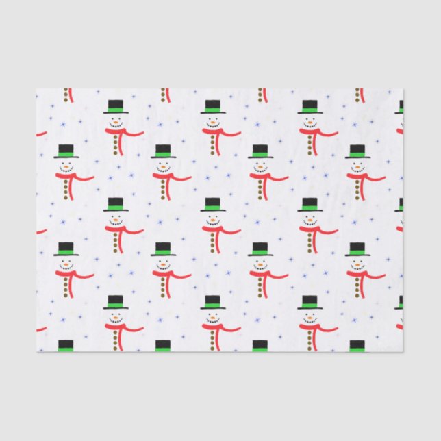 Sparkling Snowmen Tissue Paper (Front)